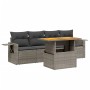 Set Divano da Giardino 5 pz con Cuscini Beige in Polyrattan