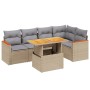 Set Divano da Giardino 6 pz con Cuscini Beige in Polyrattan