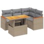 Set Divano da Giardino 5 pz con Cuscini Beige in Polyrattan