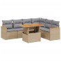 Set Divani da Giardino 7 pz con Cuscini Beige in Polyrattan