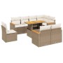 Set Divano da Giardino 9 pz con Cuscini Beige in Polyrattan