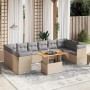 Set Divani da Giardino 11 pz con Cuscini Beige in Polyrattan