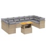 Set Divani da Giardino 11 pz con Cuscini Beige in Polyrattan