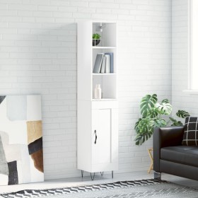 Credenza 34,5x34x180 cm in Legno Multistrato Bianco Lucido