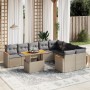 Set Divano da Giardino 10 pz con Cuscini Beige in Polyrattan