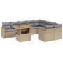 Set Divano da Giardino 10 pz con Cuscini Beige in Polyrattan