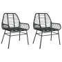 Sedie da Giardino Set 2 pz Polyrattan Nero