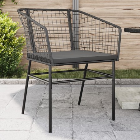 Sedie da Giardino con Cuscini 2 pz Nere in Polyrattan