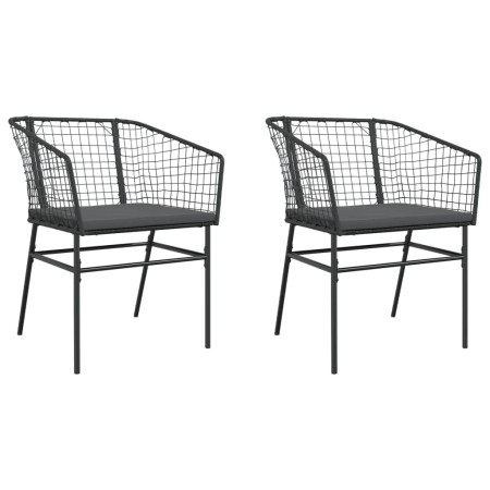 Sedie da Giardino con Cuscini 2 pz Nere in Polyrattan