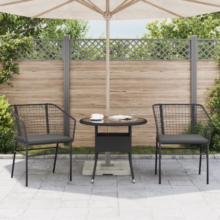 Sedie da Giardino con Cuscini 2 pz Nere in Polyrattan