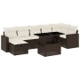 Set Divani da Giardino 8 pz con Cuscini Marrone in Polyrattan