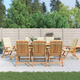 Sedie da Giardino Reclinabili con Cuscini 8 pz in Legno di Teak