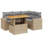 Set Divano da Giardino 5 pz con Cuscini Beige in Polyrattan