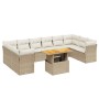 Set Divani da Giardino 11 pz con Cuscini Beige in Polyrattan