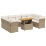 Set Divano da Giardino 10 pz con Cuscini Beige in Polyrattan