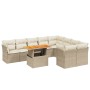 Set Divano da Giardino 10 pz con Cuscini Beige in Polyrattan