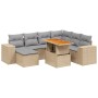 Set Divano da Giardino 8 pz con Cuscini Beige in Polyrattan