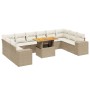 Set Divani da Giardino 11 pz con Cuscini Beige in Polyrattan