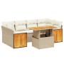 Set Divani da Giardino 7 pz con Cuscini Beige in Polyrattan