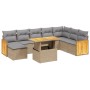 Set Divano da Giardino 9 pz con Cuscini Beige in Polyrattan