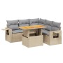 Set Divano da Giardino 6 pz con Cuscini Beige in Polyrattan