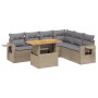 Set Divani da Giardino 7 pz con Cuscini Beige in Polyrattan