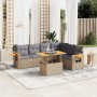 Set Divani da Giardino 7 pz con Cuscini Beige in Polyrattan