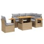 Set Divano da Giardino 6 pz con Cuscini Beige in Polyrattan