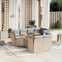 Set Divano da Giardino 8 pz con Cuscini Beige in Polyrattan