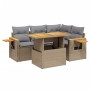 Set Divano da Giardino 5 pz con Cuscini Beige in Polyrattan