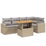 Set Divano da Giardino 6 pz con Cuscini Beige in Polyrattan