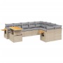 Set Divano da Giardino 10 pz con Cuscini Beige in Polyrattan