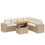 Set Divani da Giardino 7 pz con Cuscini Beige in Polyrattan