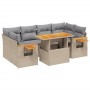 Set Divani da Giardino 7 pz con Cuscini Beige in Polyrattan