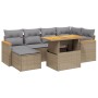 Set Divani da Giardino 7 pz con Cuscini Beige in Polyrattan