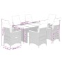 Set da Pranzo da Giardino 7 pz con Cuscini in Polyrattan Grigio