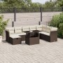 Set Divani da Giardino 9pz con Cuscini Marrone in Polyrattan