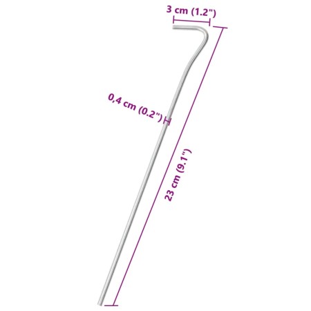 Picchetti per Tenda 50 pz 23 cm Ø4 mm in Acciaio Zincato