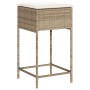 Sgabelli da Bar con Cuscini 2 pz Beige in Polyrattan