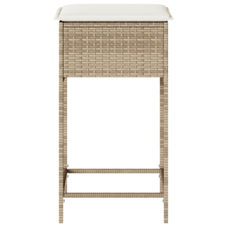 Sgabelli da Bar con Cuscini 2 pz Beige in Polyrattan