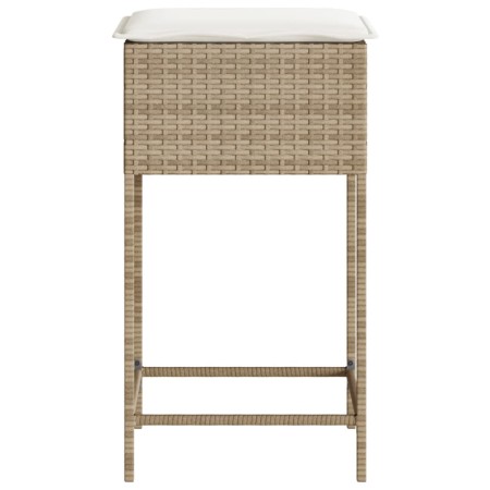 Sgabelli da Bar con Cuscini 2 pz Beige in Polyrattan