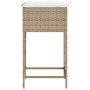 Sgabelli da Bar con Cuscini 2 pz Beige in Polyrattan