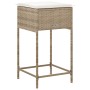 Sgabelli da Bar con Cuscini 2 pz Beige in Polyrattan