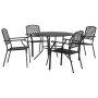Set Sedie Giardino Impilabili 5pz Antracite Acciaio Verniciato