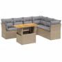 Set Divani da Giardino 7 pz con Cuscini Beige in Polyrattan