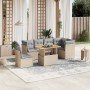 Set Divani da Giardino 7 pz con Cuscini Beige in Polyrattan