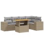 Set Divano da Giardino 6 pz con Cuscini Beige in Polyrattan