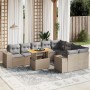 Set Divano da Giardino 10 pz con Cuscini Beige in Polyrattan