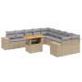 Set Divani da Giardino 11 pz con Cuscini Beige in Polyrattan