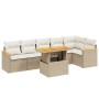 Set Divani da Giardino 7 pz con Cuscini Beige in Polyrattan